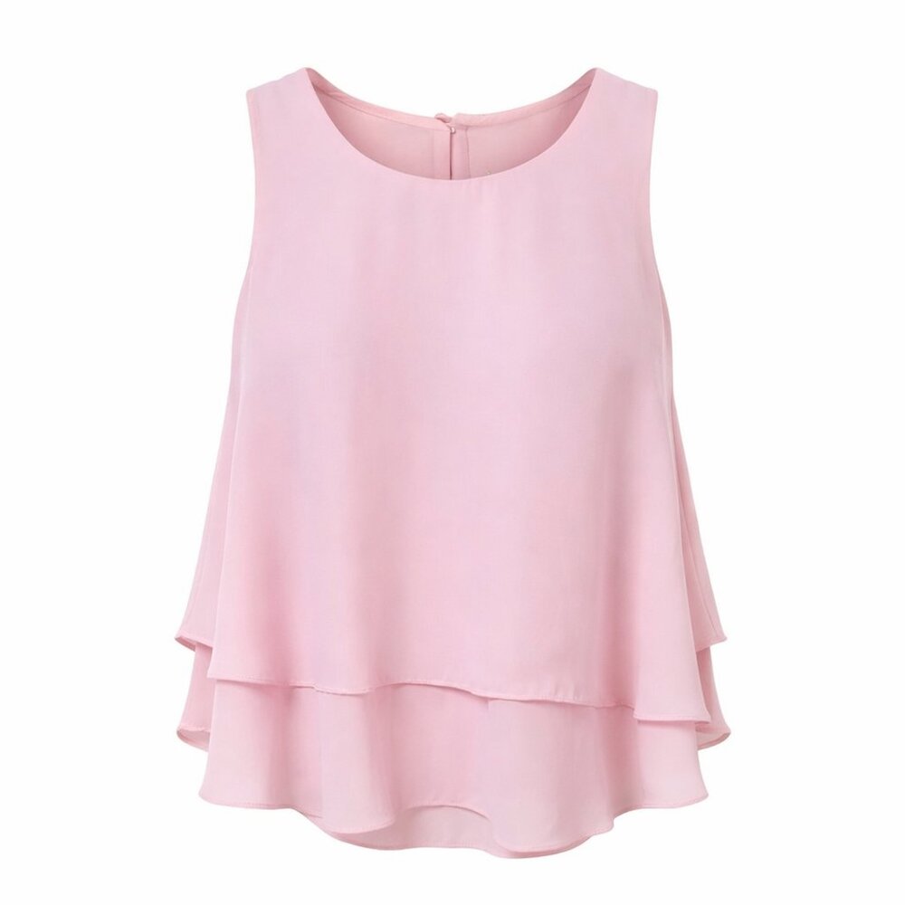 Philosophy Blush Pink Layered Chiffon Blouse Sleeveless Romantic Spring Top